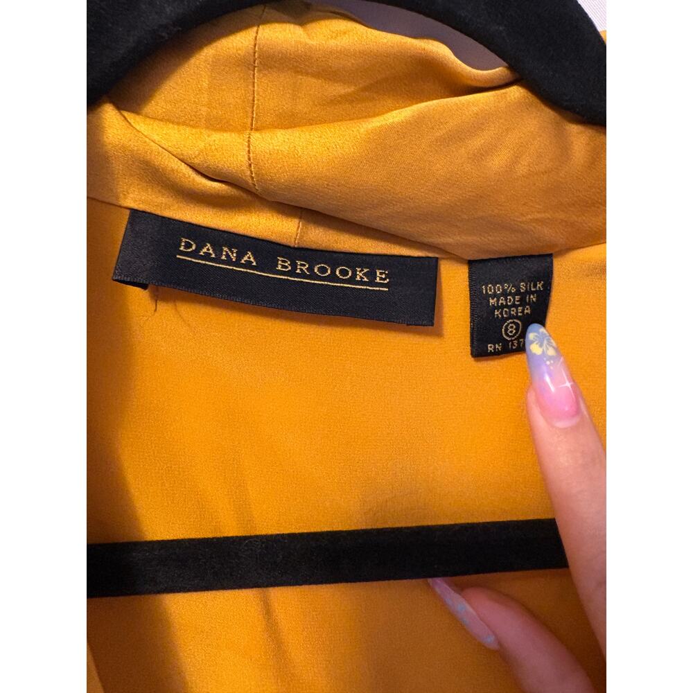 Vintage Dana Brooke Silk Cowl Neck Top Gold Yellow Sz 8 - Picture 3 of 3
